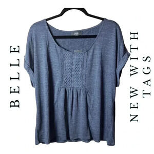 BELLE SHORT SLEEVE TOP BLUE IN‎ COLOR SIZE LARGE